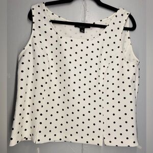 Perceptions White Blouse with Black Polka Dots
